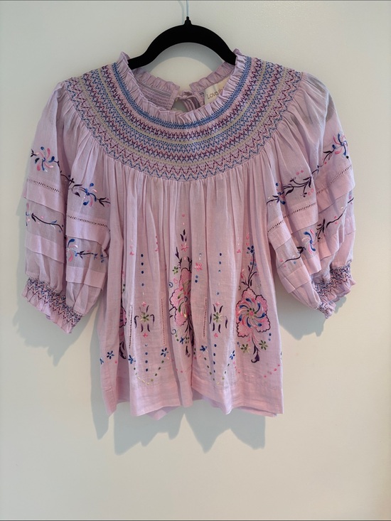 Love The Label Tops - Lavender Embroidered Smocked Yoke Blouse - Love the Label